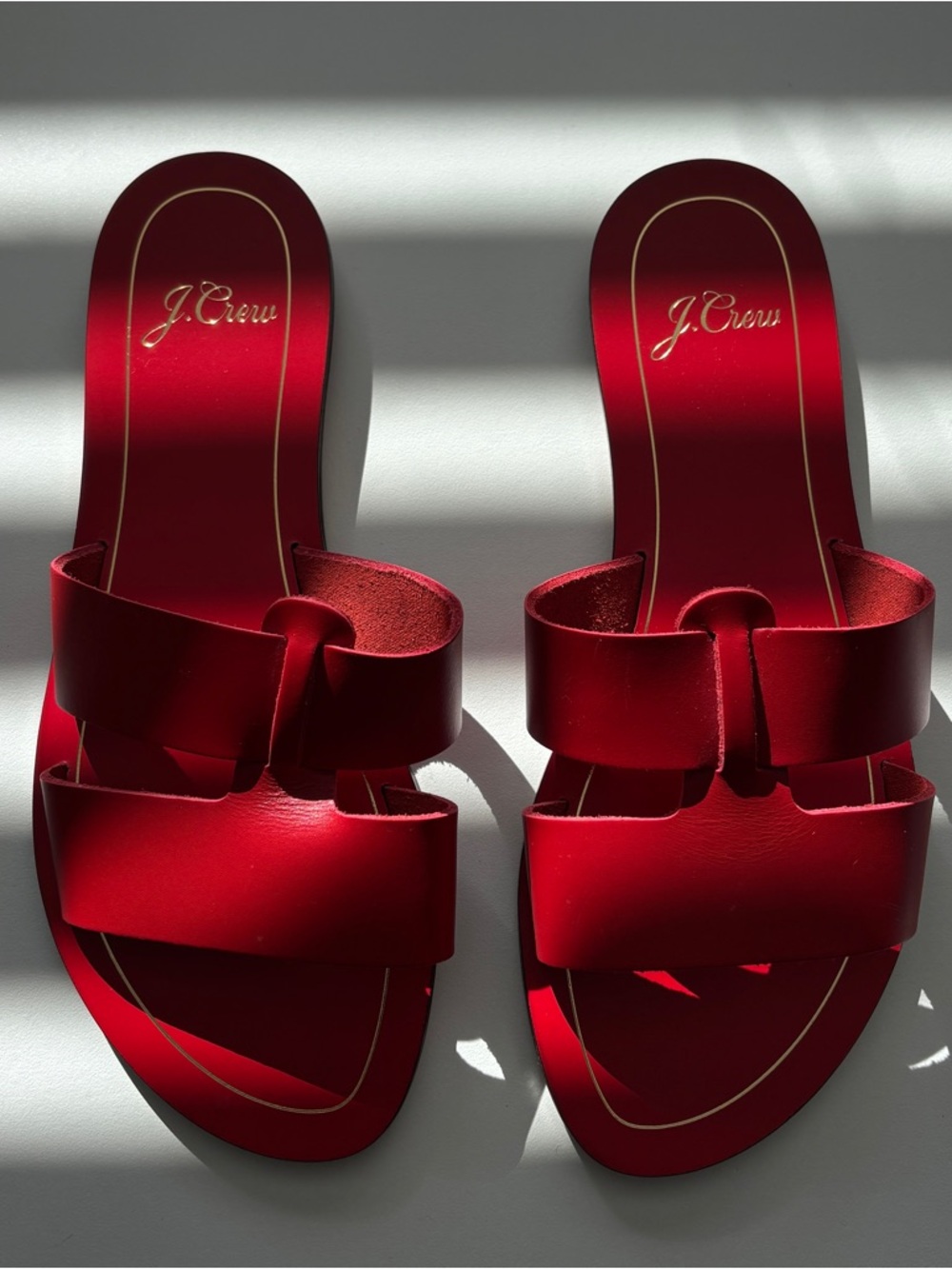 J. Crew Red Double-Strap Slide Sandals